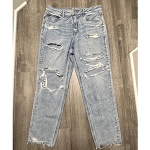 American Eagle Womens Jeans Size 14 STRIGID Light Wash Ripped Distressed